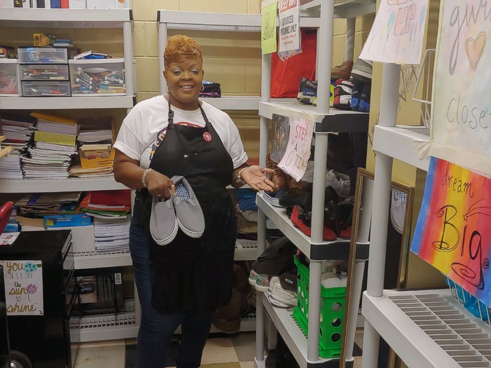 PHOTO: Carolyn Collins created her giving closet five years ago after meeting two students who were homeless at Tucker High School in Tucker, Ga.