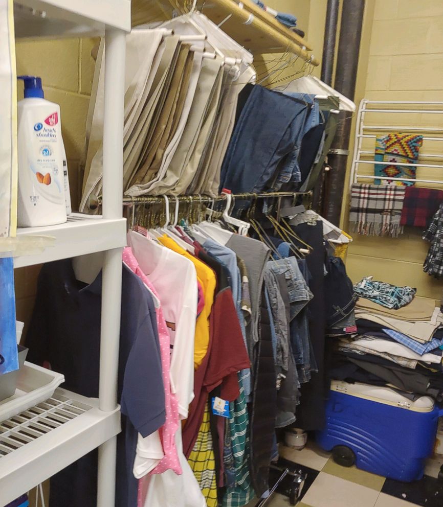 PHOTO: Carolyn Collins, a custodian at Tucker High School in Tucker, Ga., has been giving clothes, school supplies and snacks to less fortunate students for five years.