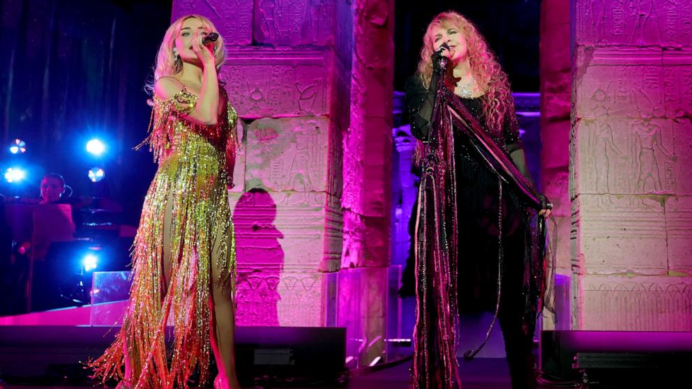 PHOTO: Sabrina Carpenter and Stevie Nicks perform onstage during the 2026 Met Gala celebrating "Costume Art" at the Metropolitan Museum of Art on May 04, 2026 in New York City.