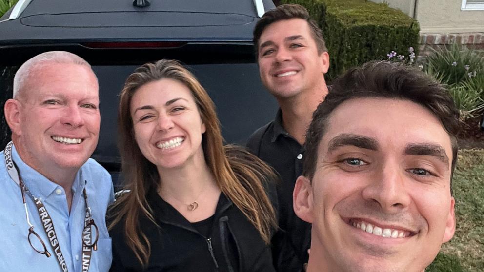 PHOTO: Matt Houlihan and his siblings, Kelsey Houlihan Ford and Brian Houlihan, surprised their father, Tim Houlihan, on his last day of work with one last shared carpool ride.