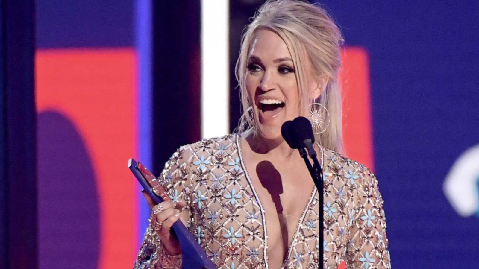 PHOTO: Carrie Underwood accepts an award onstage at the 2019 CMT Music Awards, June 5, 2019 in Nashville, Tenn.