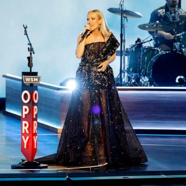 PHOTO: Carrie Underwood performs onstage during Opry 100: A Live Celebration at Grand Ole Opry at the Ryman Auditorium on March 19, 2025 in Nashville, Tennessee.