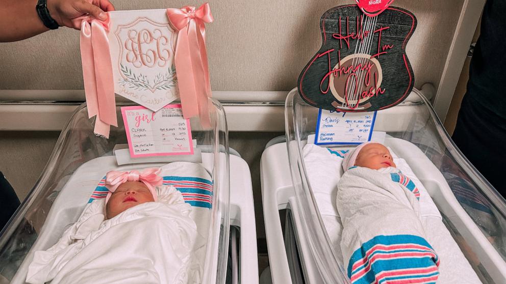 PHOTO: Nicole Davis and Sophie Clark both welcomed their babies – Johnny Cash Davis and June Carter Clark – on April 10 at Huntsville Hospital for Women & Children in Huntsville, Ala.