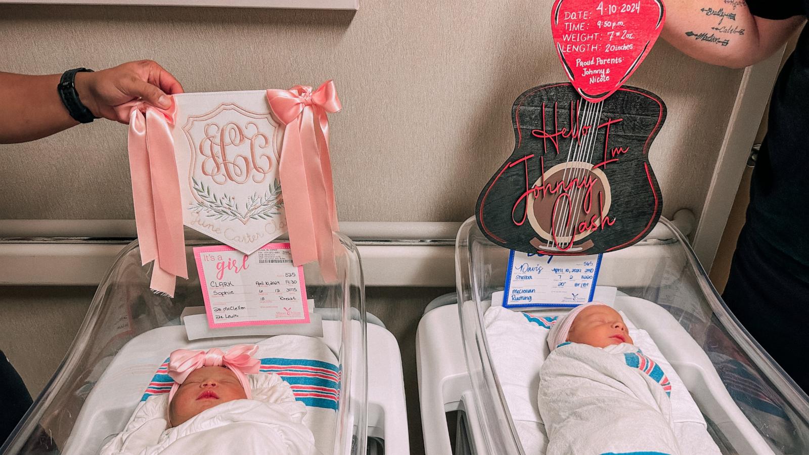 PHOTO: Nicole Davis and Sophie Clark both welcomed their babies – Johnny Cash Davis and June Carter Clark – on April 10 at Huntsville Hospital for Women & Children in Huntsville, Ala.