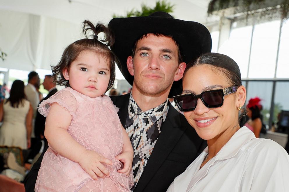 PHOTO: In this May 21, 2022, file photo, Sunny Fine, Alex Fine and Cassie Fine attend Preakness 147 in Baltimore, Maryland.