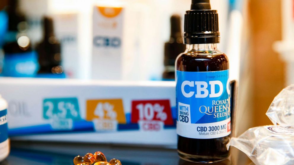 PHOTO: Oils containing CBD (Cannabidiol) are seen in a shop in Paris, June 14, 2018.
