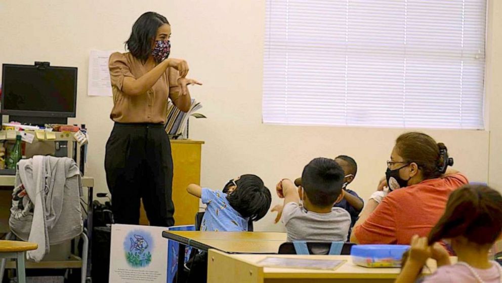 National Teacher of the Year Juliana Urtubey interacts with a group of students.