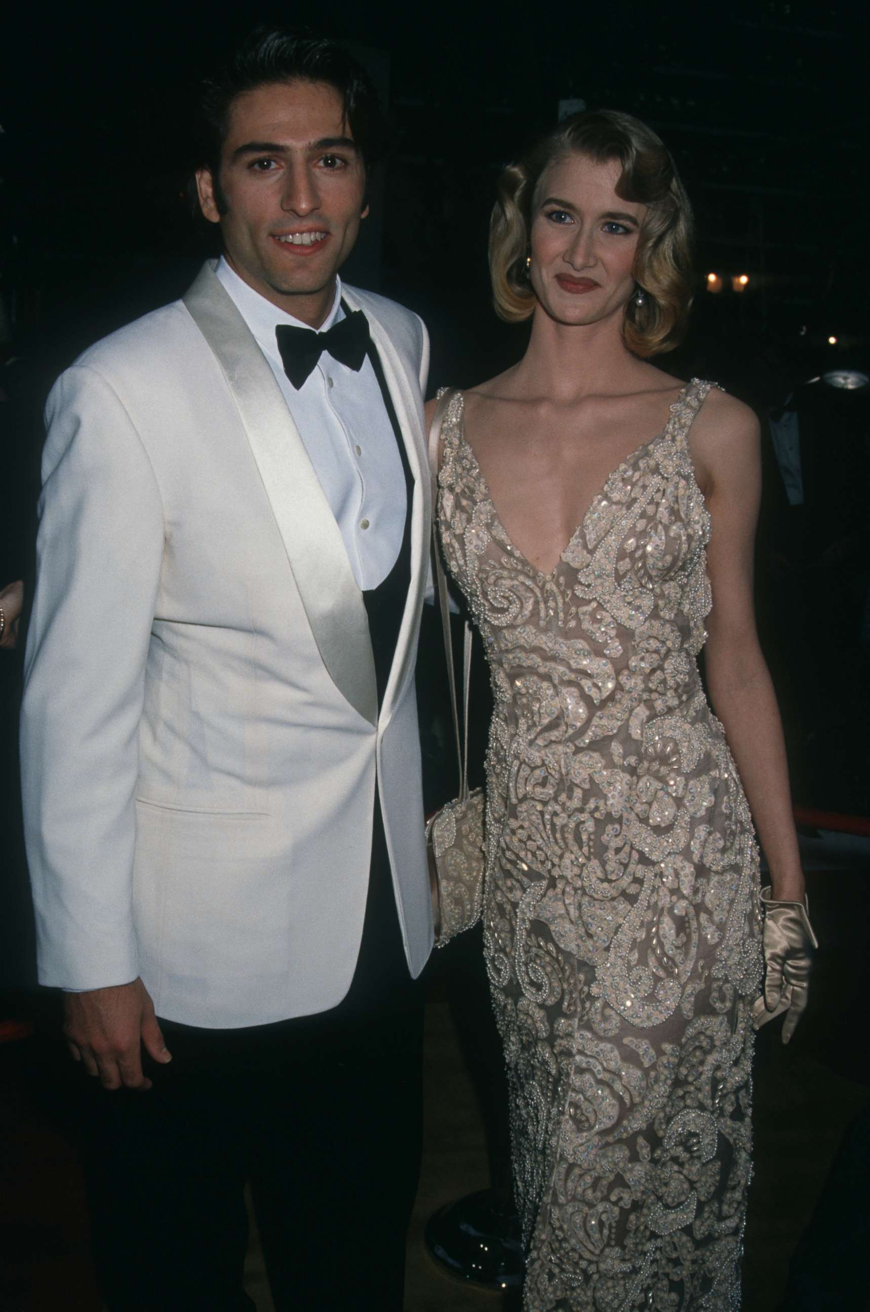 PHOTO: Actress Laura Dern and date Vincent Spano attending 64th Annual Academy Awards on March 30, 1992 at the Dorothy Chandler Pavilion in Los Angeles, California. (Photo by Ron Galella, Ltd./Ron Galella Collection via Getty Images)