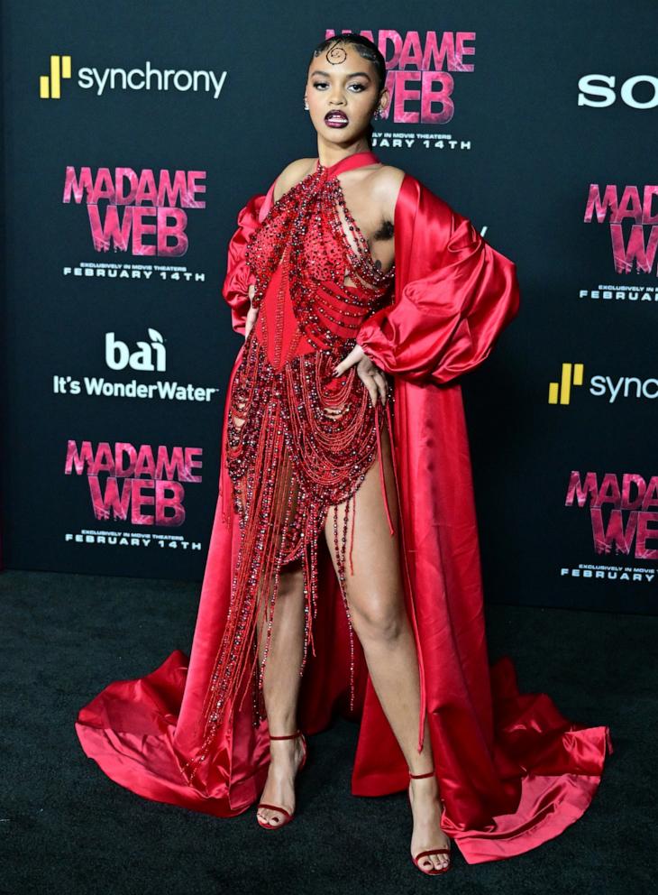 PHOTO: Celeste O'Connor arrives for the premiere of Sony's "Madame Web" in Los Angeles, California, on February 12, 2024.