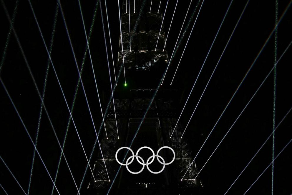 PHOTO: Celine Dion performs on the Eiffel Tower at the conclusion of the opening ceremony of the Olympic Games Paris 2024, July 26, 2024, in Paris.