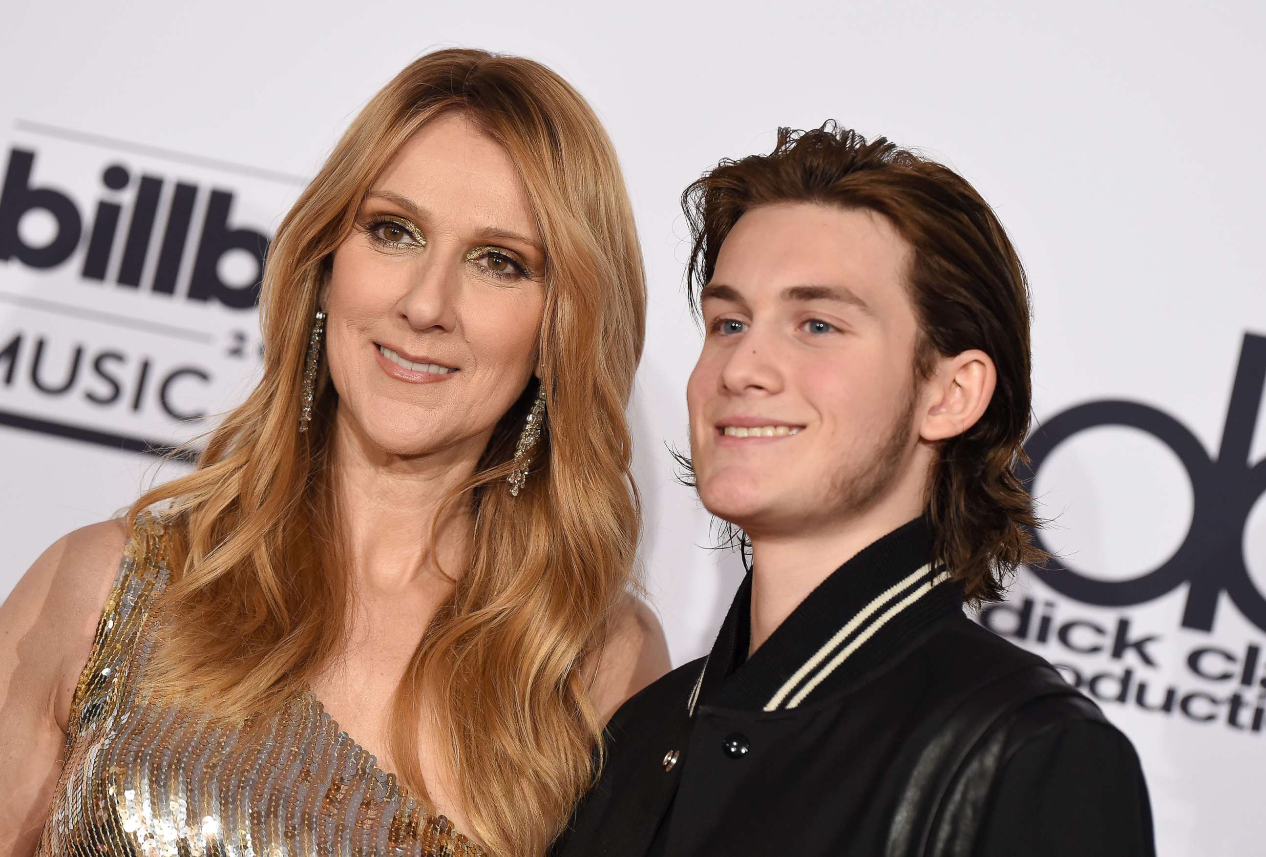 PHOTO: Celine Dion and son Rene Charles Angelil pose in the press room at the 2016 Billboard Music Awards at T-Mobile Arena on May 22, 2016, in Las Vegas.