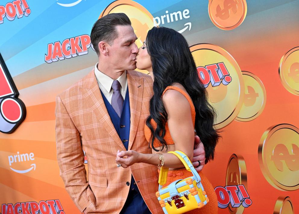 PHOTO: John Cena and Shay Shariatzadeh attend the Los Angeles Premiere of Amazon MGM Studios "Jackpot" at TCL Chinese Theatre on Aug. 13, 2024 in Hollywood, Calif.