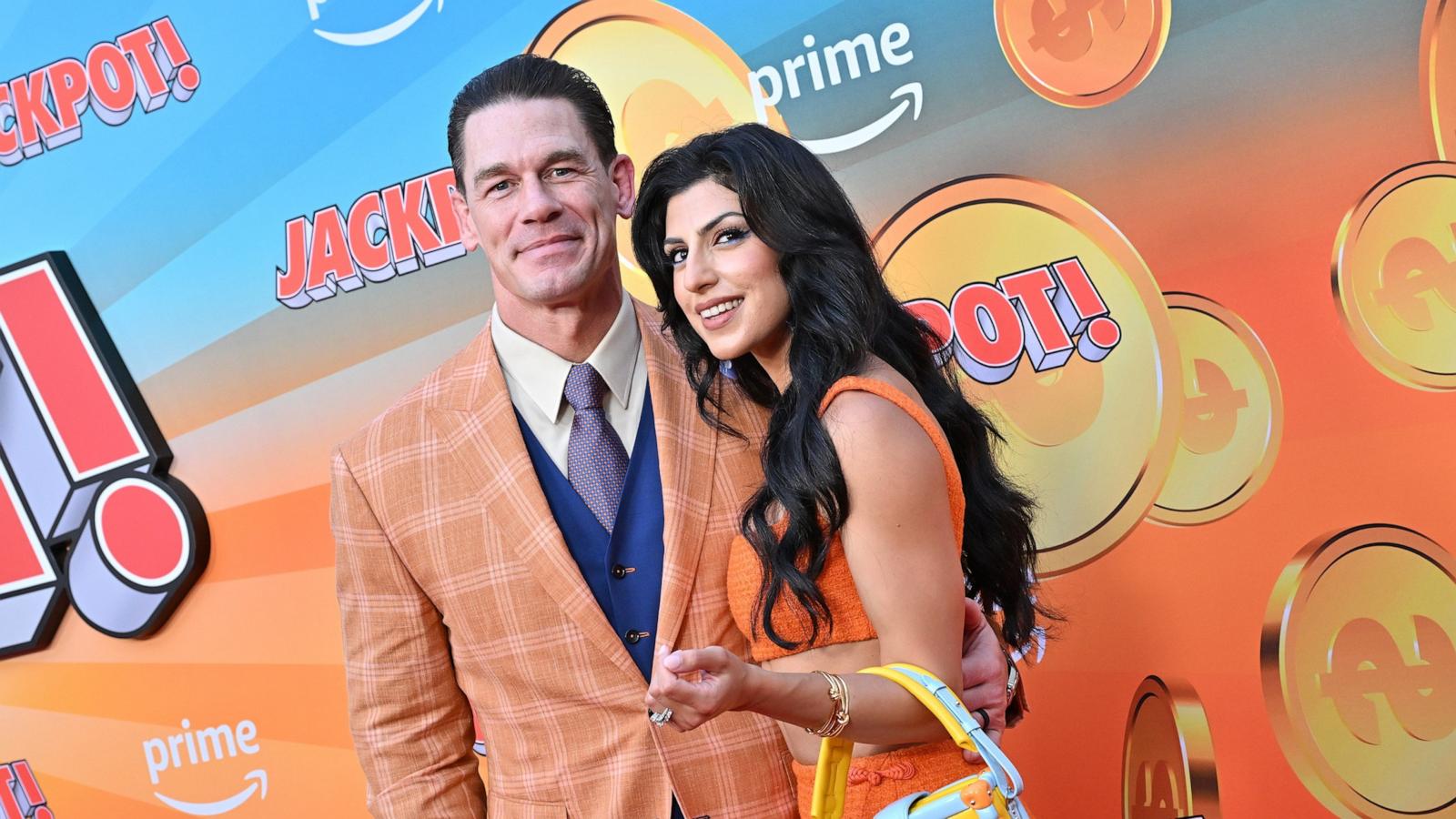 PHOTO: John Cena and Shay Shariatzadeh attend the Los Angeles Premiere of Amazon MGM Studios "Jackpot" at TCL Chinese Theatre on Aug. 13, 2024 in Hollywood, Calif.