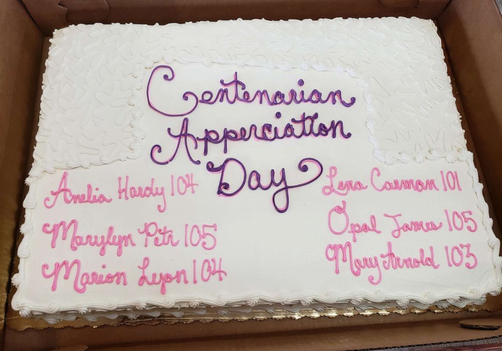 PHOTO: A cake is decorated with the names of six Nashville women who were honored by the Century Club at the Meadows Lakeshore Senior Living in Nashville, Aug. 15, 2019.