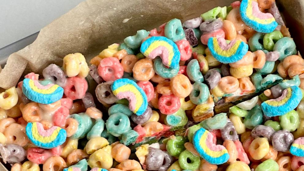 PHOTO: Rainbow marshmallow cereal treats for Pride month.