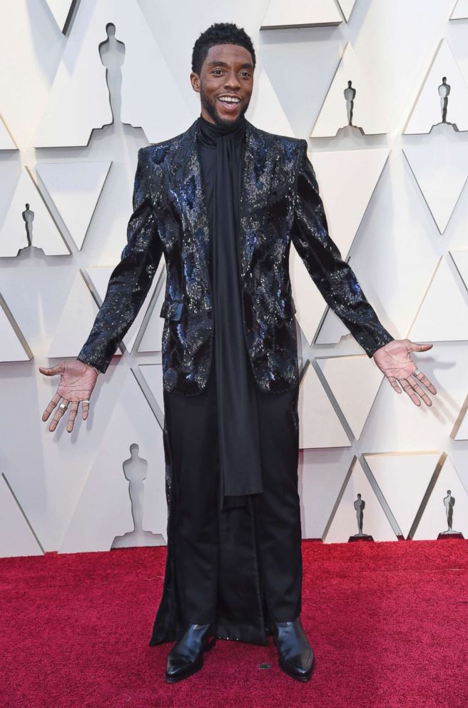 PHOTO: Chadwick Boseman arrives for the Oscars, Feb. 24, 2019, at the Dolby Theatre in Los Angeles.