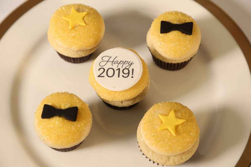 PHOTO: Sprinkles limited-edition mini champagne cupcakes with champagne buttercream and dusted with gold sugar and topped with festive New Year's sugar candies.