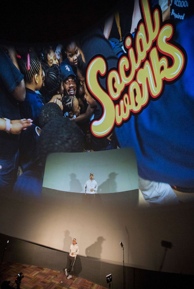 PHOTO: In this Dec. 19, 2019, file photo, Chance the Rapper is shown during the SocialWorks 3rd Annual "A Night At The Museum event that benefits the homeless in Chicago, at the Museum of Science and Industry in Chicago.