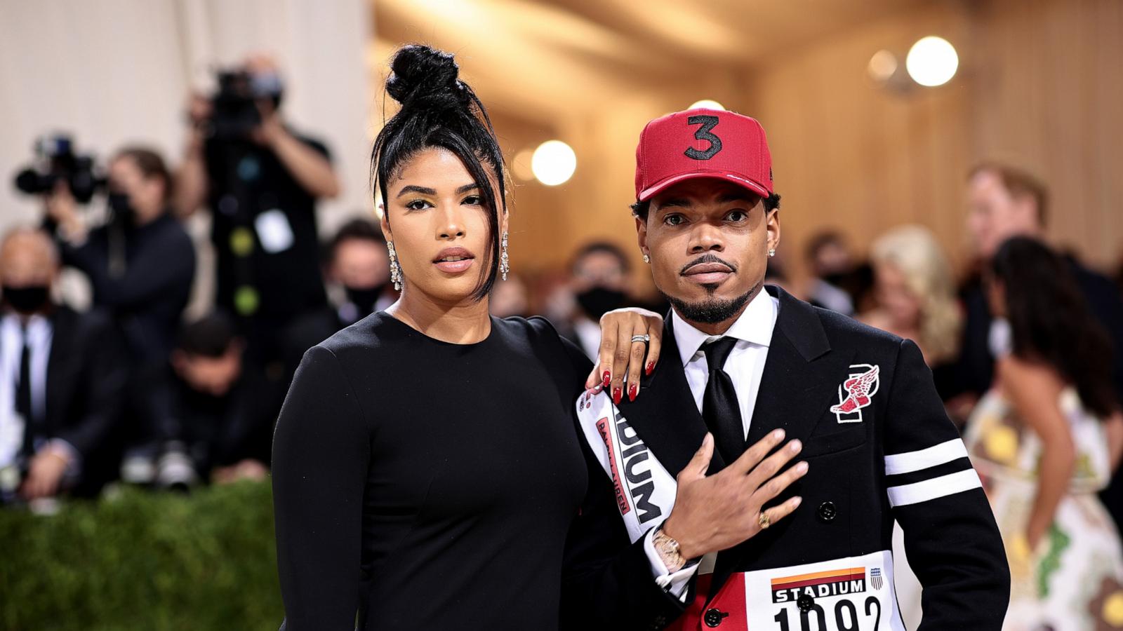 PHOTO: In this Sept. 13, 2021, file photo, Kirsten Corley and Chance the Rapper attend The 2021 Met Gala in New York.