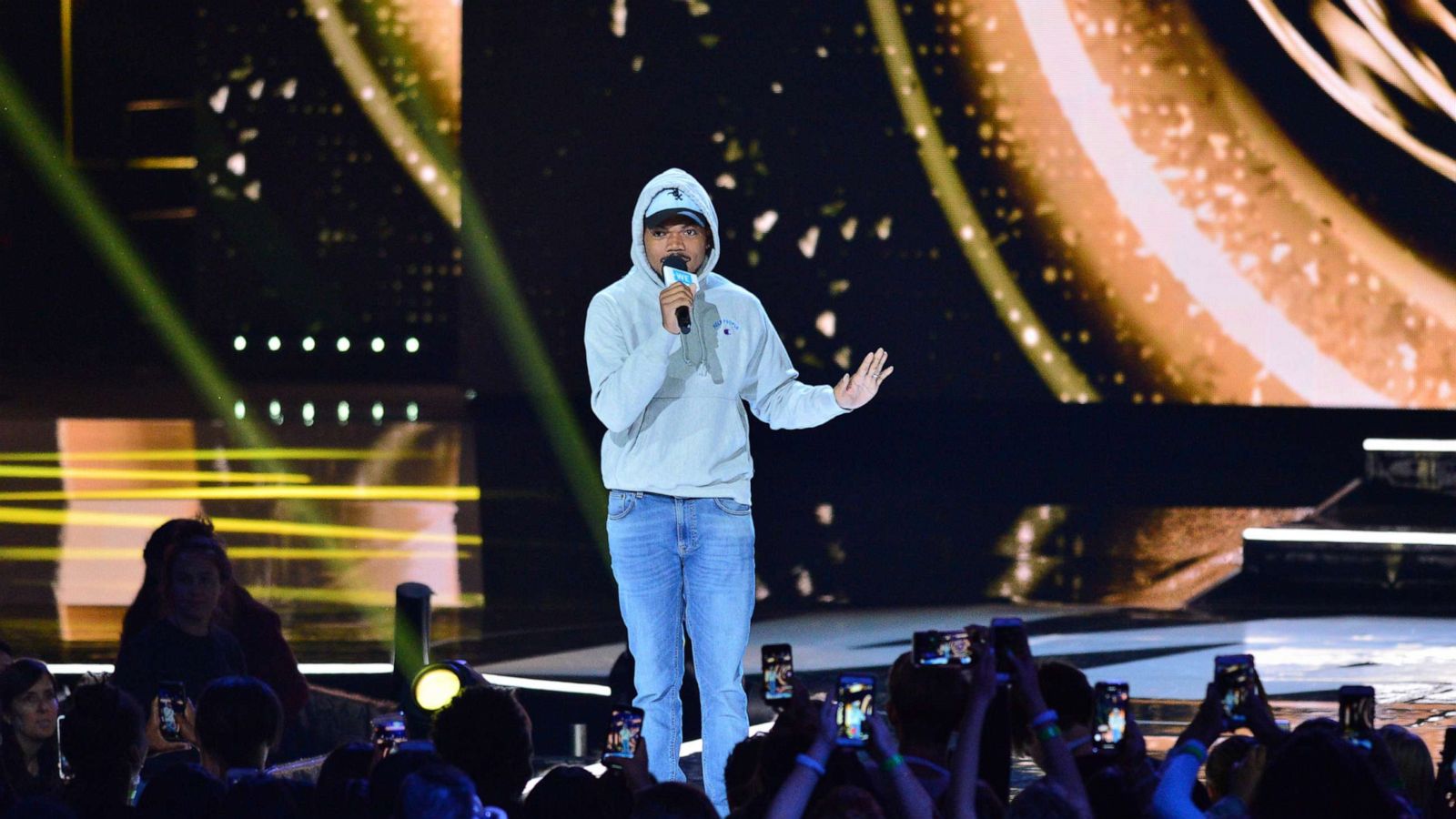 PHOTO: Chance the Rapper performs at WE Day at The Forum in this April 25, 2019 file photo in Inglewood, Calif.