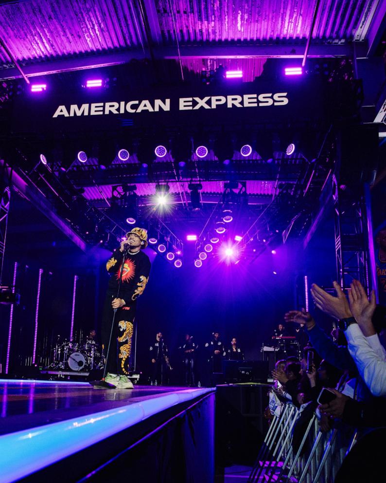 PHOTO: Chance the Rapper performs to kick off NBA All-Star Weekend for the NBA on TNT American Express Road Show in San Francisco on Thursday Feb. 13, 2025.