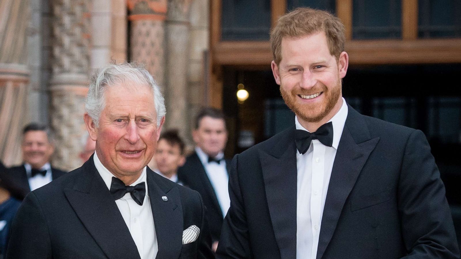 PHOTO: King Charles III and Prince Harry attend the "Our Planet" global premiere at the Natural History Museum,April 4, 2019, in London.