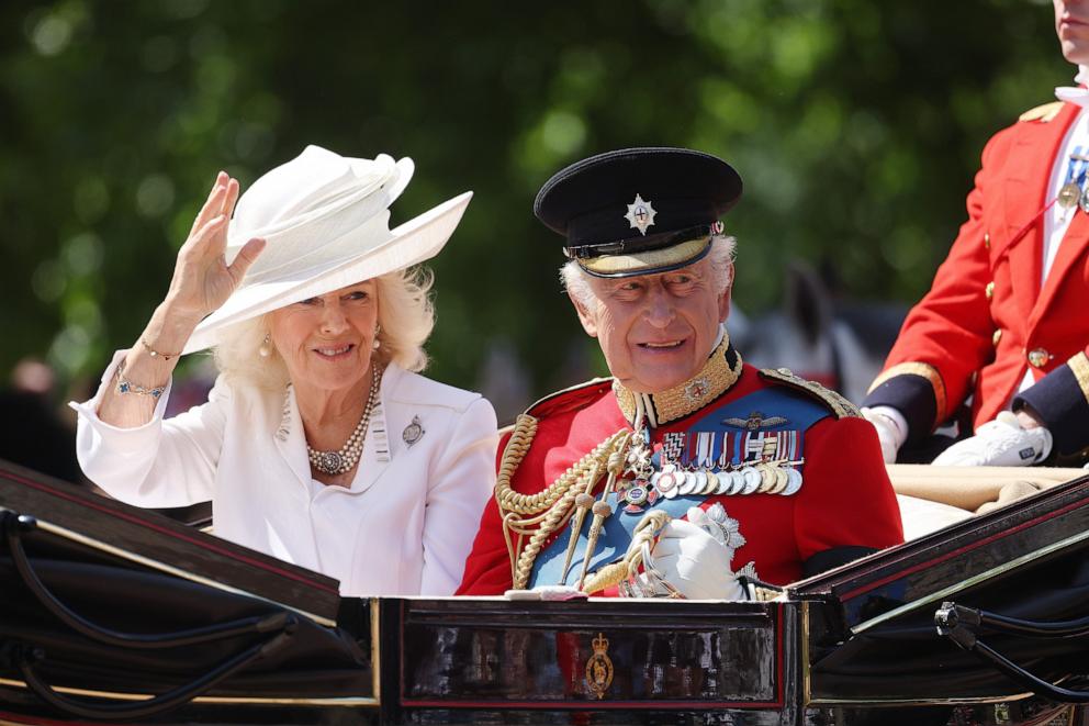 PHOTO: King Charles III and Queen Camilla during Trooping The Colour 2025, on June 14, 2025, in London.