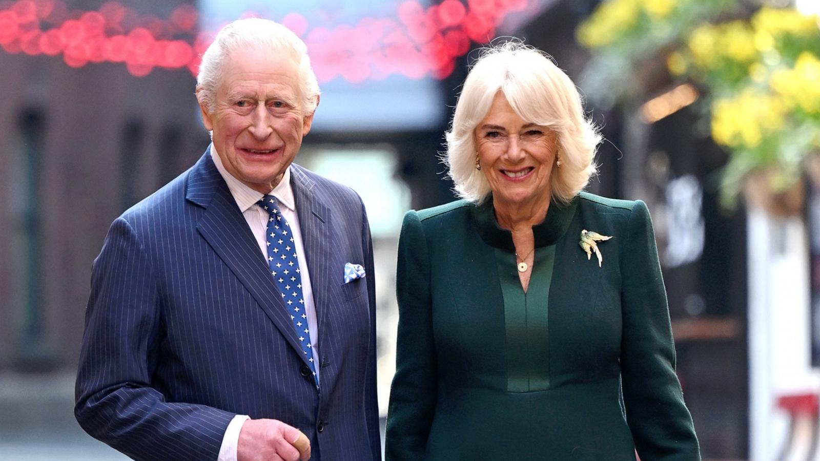 PHOTO: In this March 19, 2025, file photo, King Charles III and Queen Camilla visit Belfast, Northern Ireland.