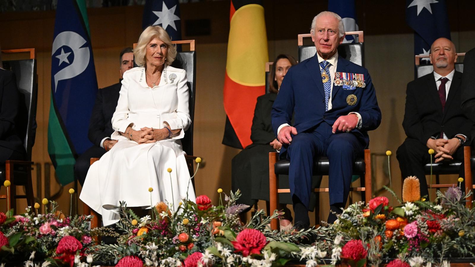 PHOTO: Queen Camilla and King Charles III attend the ceremonial welcome and Parliamentary reception at the Australian Parliament House on Oct. 21, 2024, in Canberra, Australia.