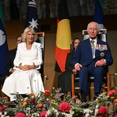 PHOTO: Queen Camilla and King Charles III attend the ceremonial welcome and Parliamentary reception at the Australian Parliament House on Oct. 21, 2024, in Canberra, Australia.