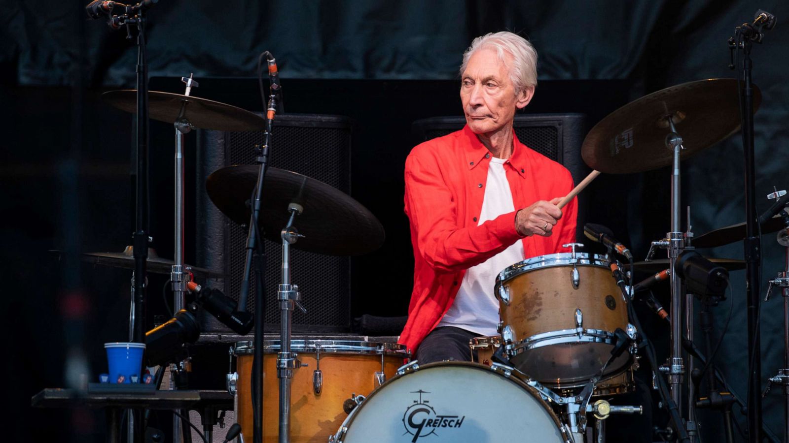 PHOTO: Charlie Watts of The Rolling Stones performs live on stage at Old Trafford on June 5, 2018 in Manchester, England.