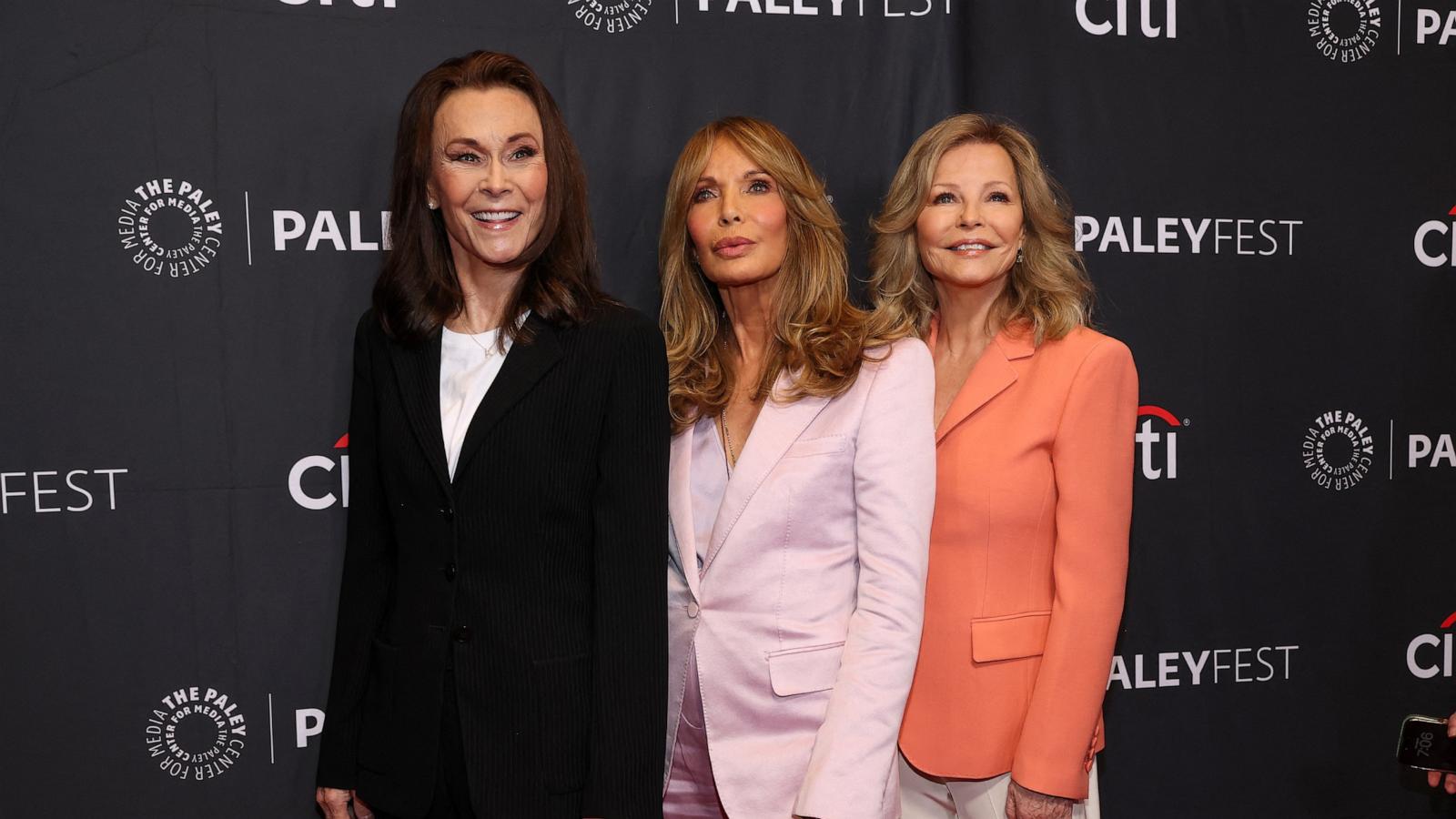 PHOTO: Kate Jackson, Jaclyn Smith and Cheryl Ladd attend "Charlie's Angels" 50th Anniversary Celebration at PaleyFest LA 2026 at the Dolby Theater in Hollywood, California, on April 6, 2026.