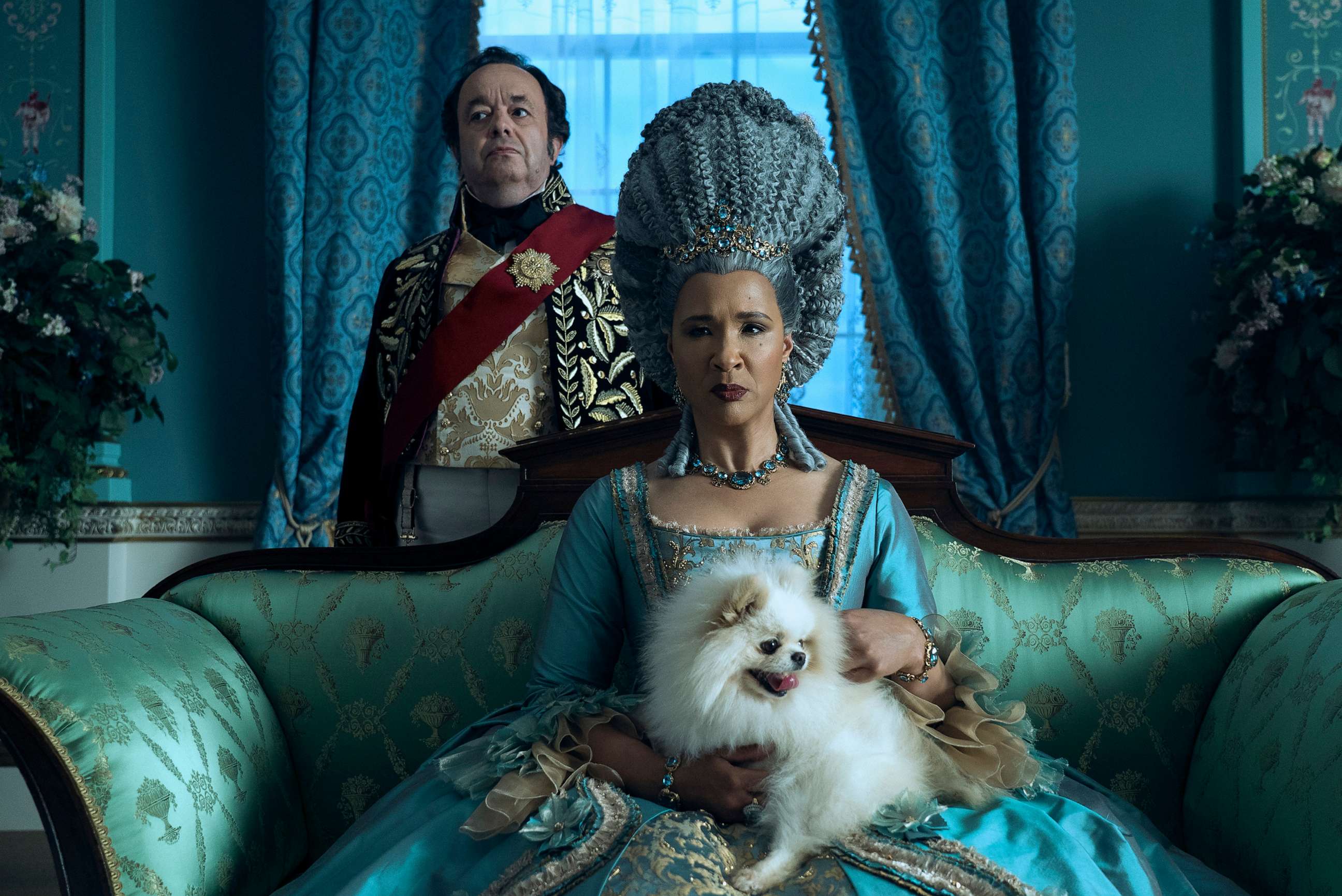 PHOTO: Hugh Sachs as Brimsley, Golda Rosheuvel as Queen Charlotte in episode 102 of "Queen Charlotte: A Bridgerton Story," 2023.