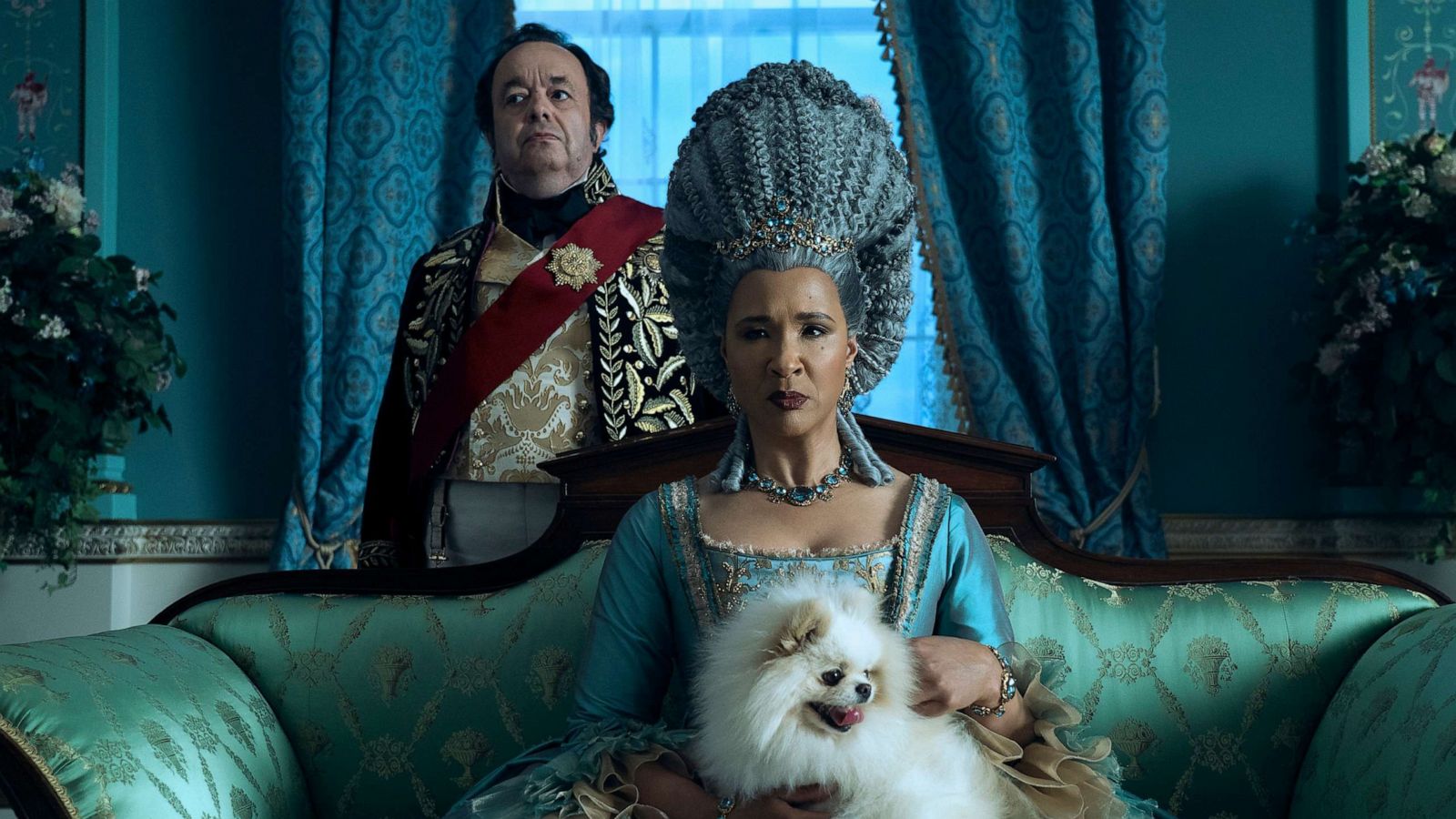 PHOTO: Hugh Sachs as Brimsley, Golda Rosheuvel as Queen Charlotte in episode 102 of "Queen Charlotte: A Bridgerton Story," 2023.