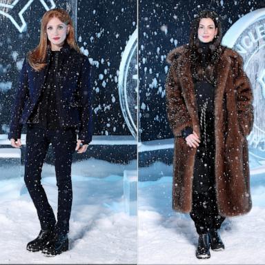 PHOTO: Jessica Chastain and Anne Hathaway attend the Moncler Grenoble Fall/Winter 2025 Show on March 15, 2025 in Courchevel, France.