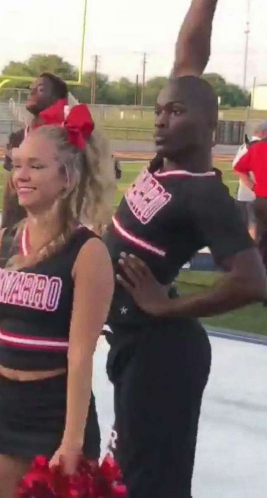 PHOTO: LaDarius Marshall, a sophomore at Navarro College in Corsicana, Texas, has been cheering for five years.