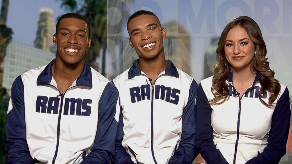 PHOTO: Quinton Peron, Napolean Jinnies and their coach Emily Leibert talk to "GMA" about their upcoming trip to Super Bowl 53.