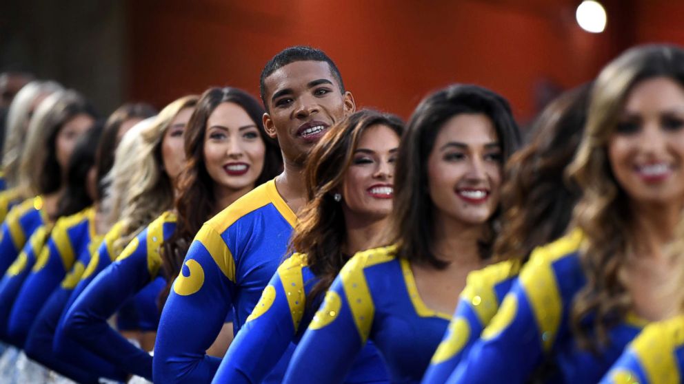 PHOTO: Los Angeles Rams cheerleaders wait to perform in the NFC Divisional Playoff game against the Dallas Cowboys at Los Angeles Memorial Coliseum, Jan. 12, 2019, in Los Angeles.