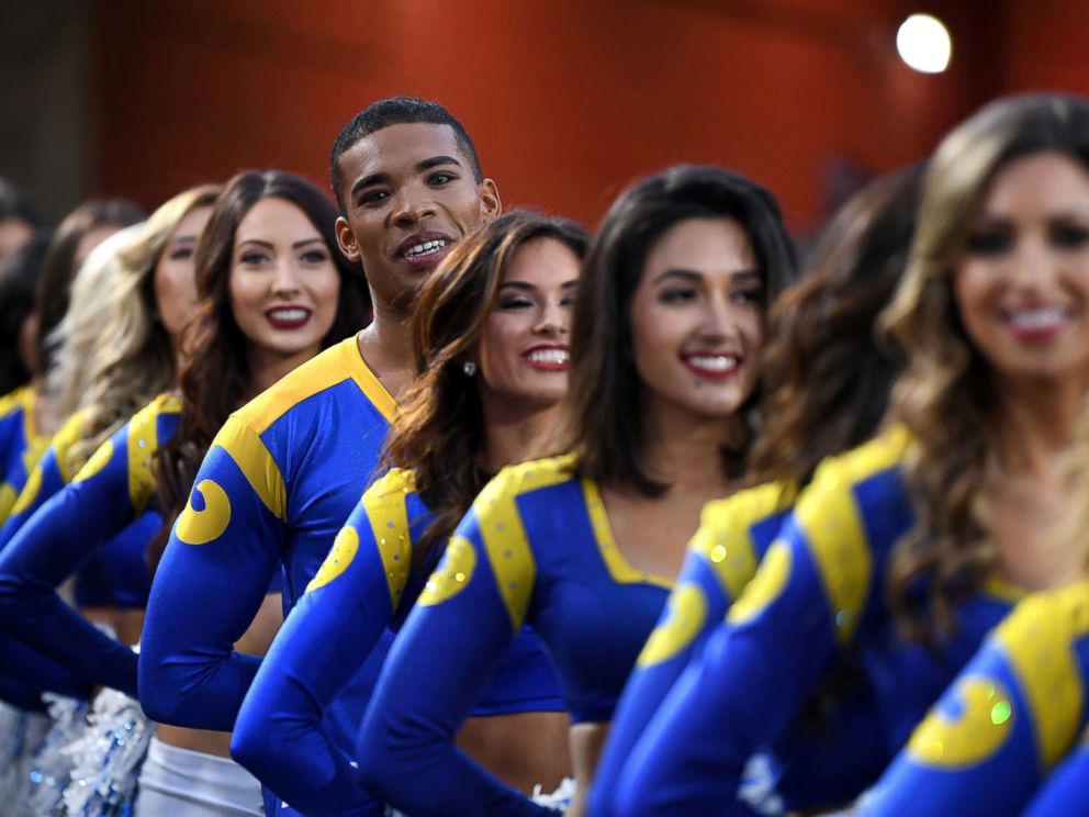 PHOTO: Los Angeles Rams cheerleaders wait to perform in the NFC Divisional Playoff game against the Dallas Cowboys at Los Angeles Memorial Coliseum, Jan. 12, 2019, in Los Angeles.