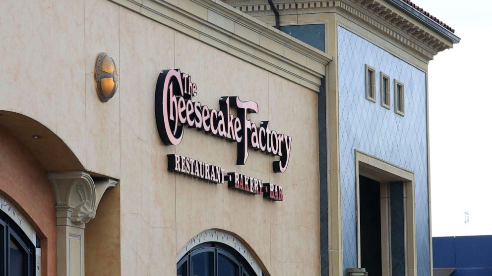 PHOTO: In this March 26, 2020, file photo, a Cheesecake Factory restaurant is shown in Louisville, Ky.