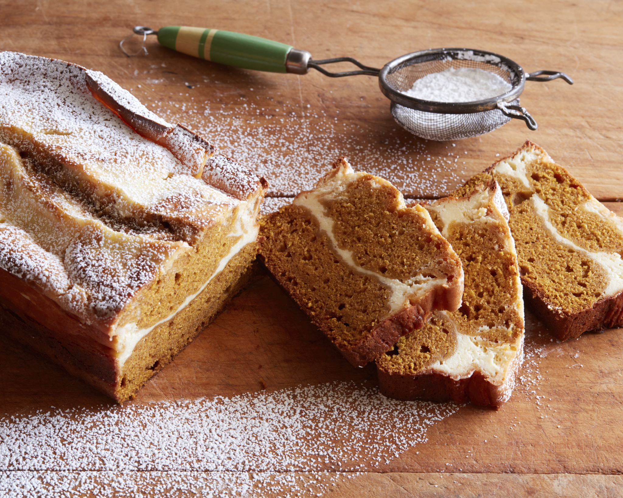 PHOTO: This fall favorite pumpkin bread hides a rich swirl of cheesecake.