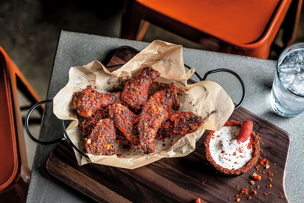 PHOTO: Hot Cheetos dish, Flamin' Hot Chipotle Ranch Wings, is seen here.