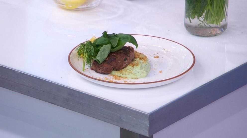 PHOTO: Chef Dale Talde's dish basil beef kofta with silky cauliflower yogurt dip.