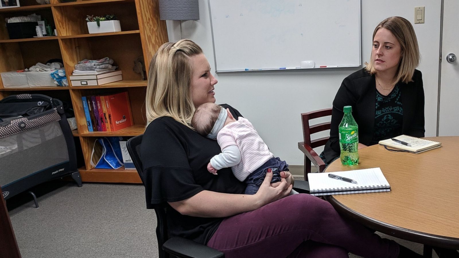 PHOTO: Chelsey DeRuyter is the first parent at the Girl Scouts of Greater Iowa to participate in the "Infants at Work" program with her daughter, 14-week-old Finley.