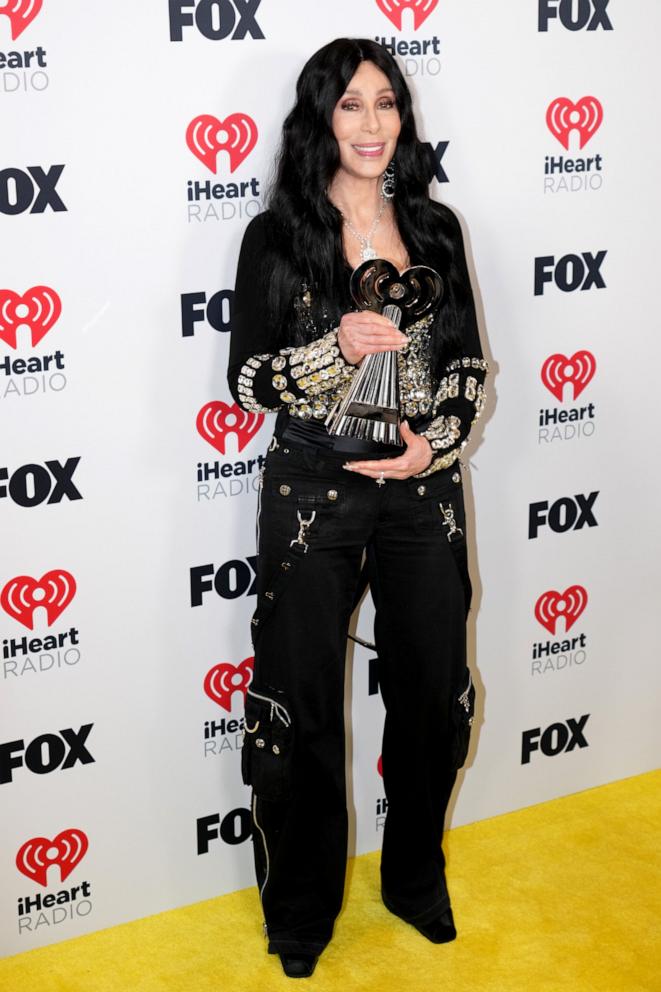 PHOTO: Cher, winner of the Icon Award, poses in the press room during the 2024 iHeartRadio Music Awards, April 1, 2024 in Los Angeles.