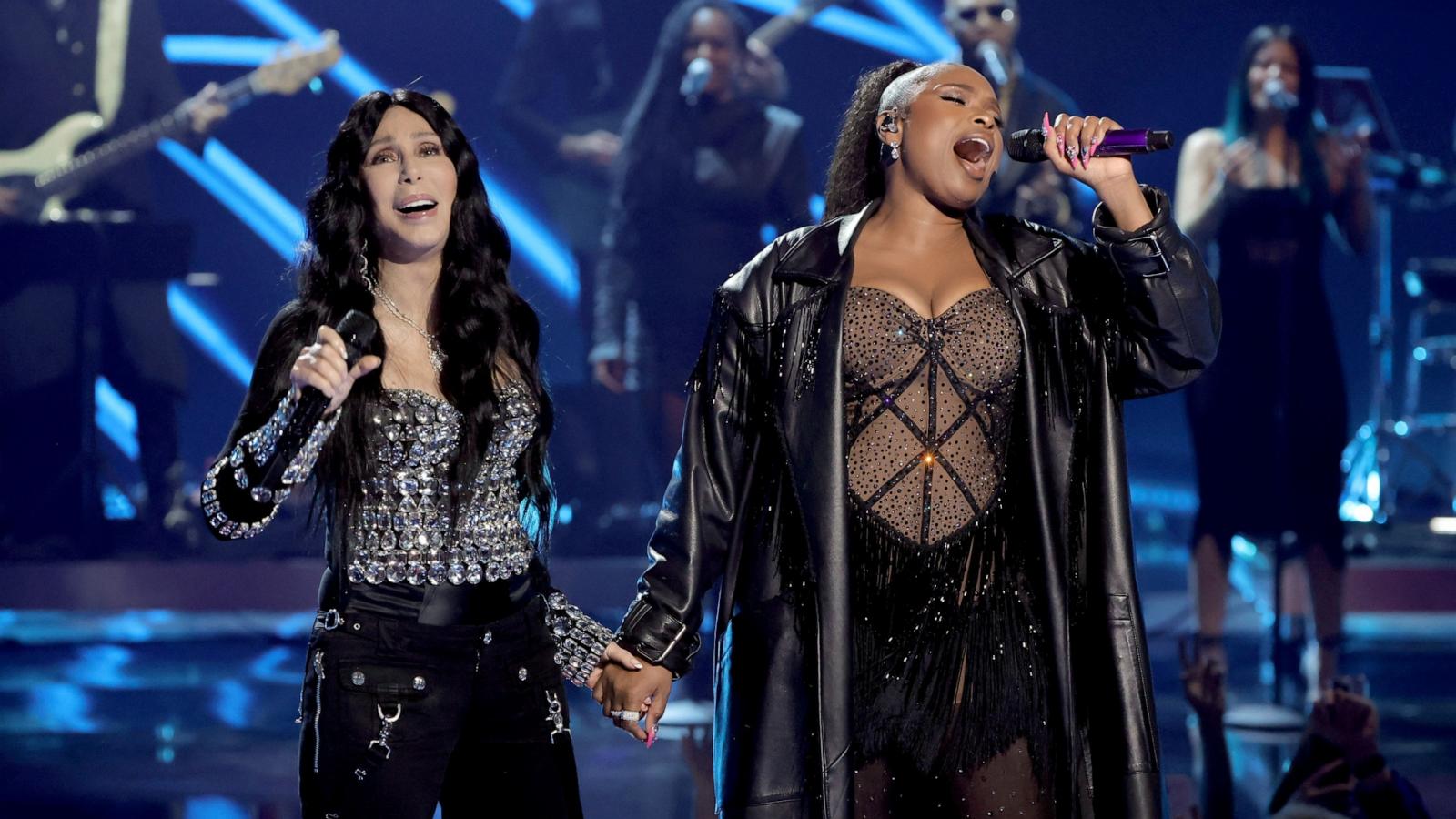 PHOTO: Cher and Jennifer Hudson perform onstage during the 2024 iHeartRadio Music Awards at Dolby Theatre in Los Angeles on April 1, 2024.