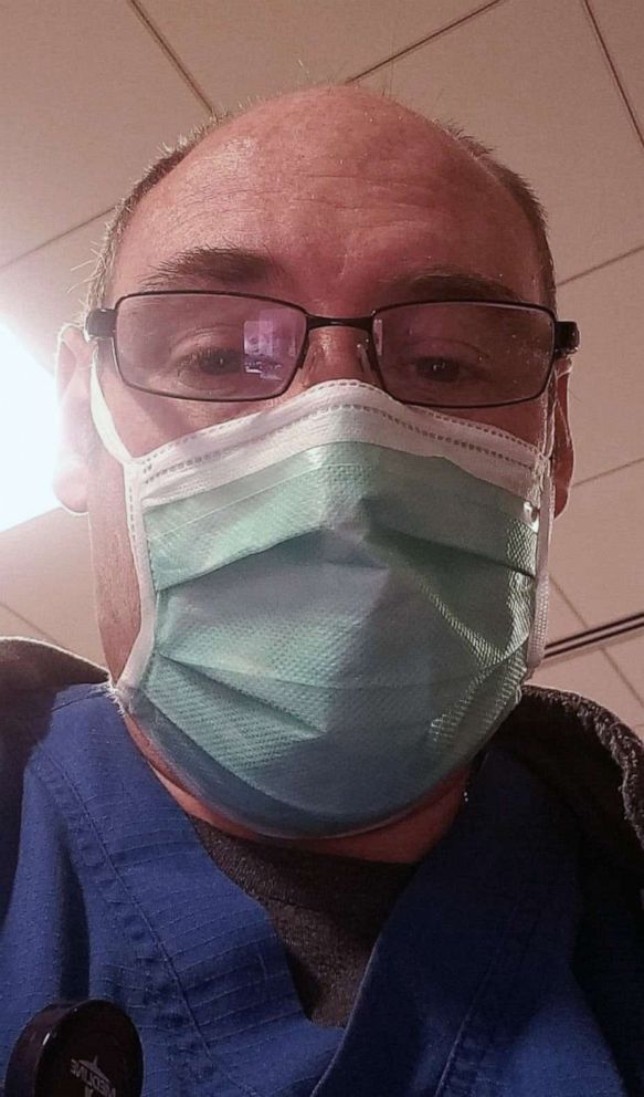 PHOTO: Jason Meany is working as a respiratory therapist at St. Joseph's Health Hospital in Syracuse, N.Y., during the coronavirus pandemic.