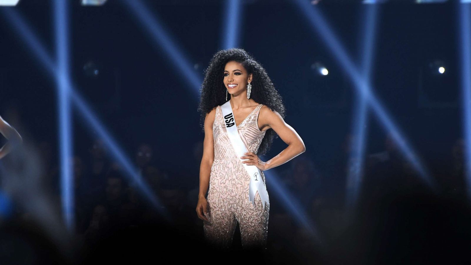 PHOTO: FILE - JANUARY 30: Miss USA 2019 and "Extra" correspondent Cheslie Kryst died on Jan. 30 in Manhattan. She was 30. Miss USA Cheslie Kryst appears onstage at the 2019 Miss Universe Pageant at Tyler Perry Studios on Dec. 08, 2019 in Atlanta.