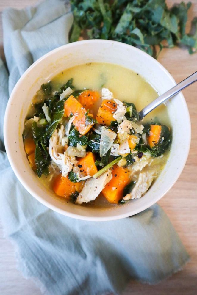 PHOTO: Healthy chicken, veggie and ginger soup.