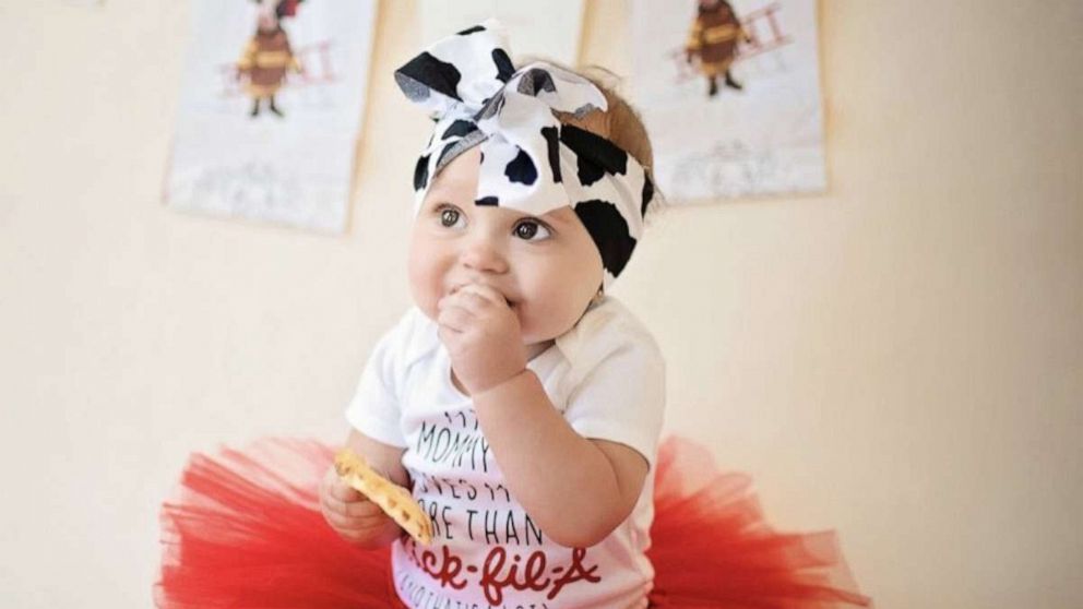 PHOTO: Kate Byrne had her daughter, Brinley, star in a Chick-fil-A-themed photo shoot to celebrate her first birthday.